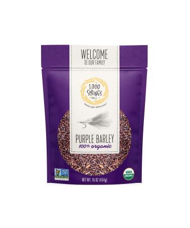1000 Springs Mill - Organic Purple Barley | Used for Cereals, Salads, Whole Wheat Barley Bread, Fresh Barley Flour, Sprouting Seeds, and more | Bulk Dried Grain | Resealable Bag | 16oz (Pack of 1) 16 Ounce (Pack of 1)