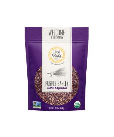 1000 Springs Mill - Organic Purple Barley | Used for Cereals, Salads, Whole Wheat Barley Bread, Fresh Barley Flour, Sprouting Seeds, and more | Bulk Dried Grain | Resealable Bag | 16oz (Pack of 1) 16 Ounce (Pack of 1)