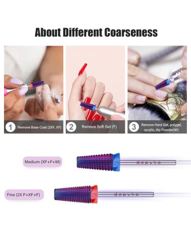 Depvko 5 in 1 Nail Drill Bits - Carbide Tungsten Professional Cuticle Bits for Manicure & Pedicure - Fast Gel Polishing - Fine-F Classic (Purple - Buy Online on GoSupps.com