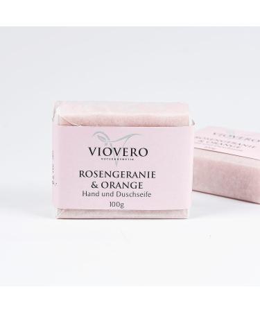  VioVero Naturkosmetik Pink & Orange Geranium Hand & Shower Soap - Solid Biodegradable Soap - 100g - Buy Online on GoSupps.com
