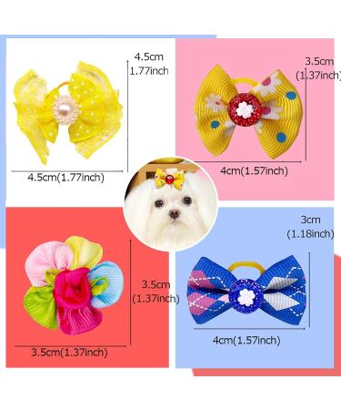 100pcs Small Dog Hair Bows with Rubber Bands | Handmade Multicolor Pet Grooming Accessories | Perfect for Cats, Dogs, and Rabbits - Buy Online on GoSupps.com