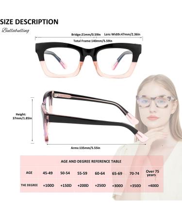 Bullabulling 3-Pack Oprah Style Spring Hinge Readers Blue Light Blocking Reading Glasses 1.5x - For Women & Men - Black/Tortoise/Blackpink - Buy Online on GoSupps.com