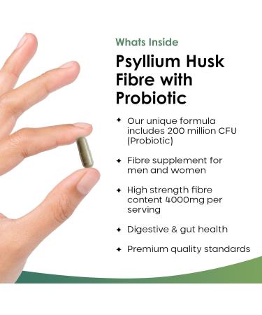 New Leaf 4000mg Psyllium Husk Fiber Supplement with Probiotic Acidophilus - 360 Vegan Capsules - Made in UK - High Strength Soluble Fiber from Plantago Ovata Seeds - Buy Online on GoSupps.com