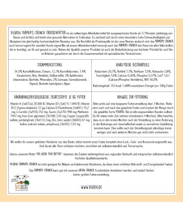 VEGDOG Farmer's Crunch Vegan dry food for adult dogs with potato and fawa beans complete grain-free food for allergy sufferers with alternative source of - Buy Online on GoSupps.com