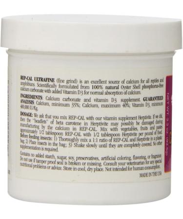 Rep-Cal SRP00200 Calcium Ultrafine Powder with Vitamin D3 3.3oz - Phosphorous-Free Reptile/Amphibian Supplement - Buy Online on GoSupps.com