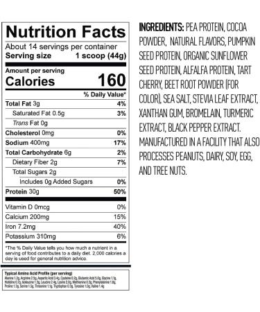 Vega Sport Protein Powder Chocolate - 14 Servings, 21.7 oz - Plant-Based Vegan Protein with BCAAs, Amino Acids, and Tart Cherry - Non Dairy, Gluten Free, Non GMO - Buy Online on GoSupps.com
