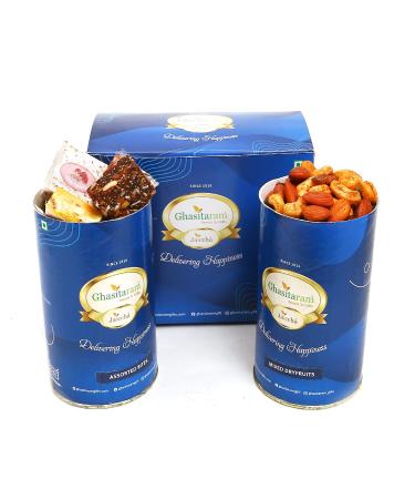 Jaiccha Ghasitaram Assorted Bites and Mix Dryfruits Cans|Gift for Diwali Gifts Holi Rakhi Valentine Christmas Birthday Anniversary Her Him|