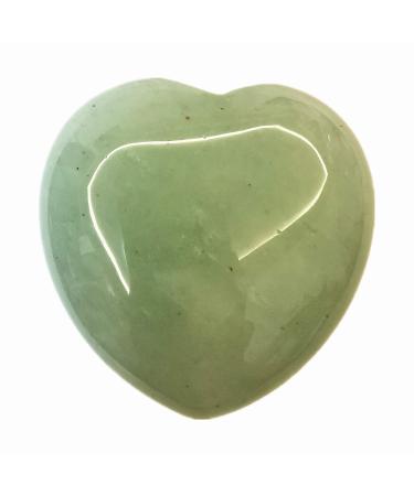 Manekieko Natural Green Aventurine Palm Worry Carved Heart Love Stone 40mm Crystals and Healing Stones