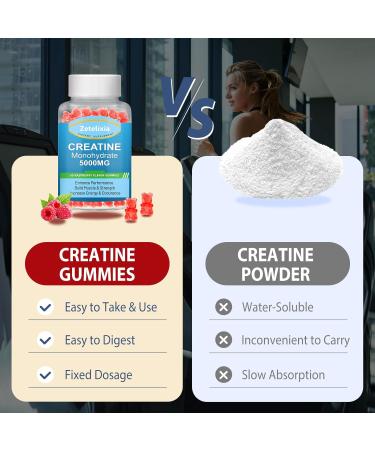 2 Pack Creatine Monohydrate Gummies - Sugar Free Vegan Muscle Support with BCAA & Vitamin B12 - 120 Count Raspberry for Energy Boost - International Shipping - Buy Online on GoSupps.com
