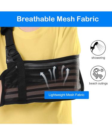 Kids Arm Sling for Shoulder Injury | Breathable Mesh Fabric Shoulder Immobilizer for Boys & Girls | Removable Strap | Large Size for Showering & Beach Use - Buy Online on GoSupps.com