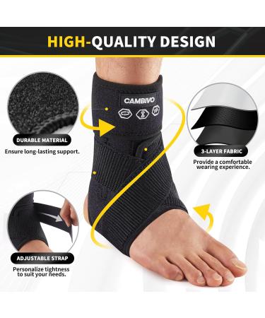 CAMBIVO Ankle Brace for Sprained Ankle - Adjustable Compression Support for Men & Women | Lace Up Stabilizer for Achilles Tendonitis & Injury Recovery - Small Right Foot (Black - Buy Online on GoSupps.com