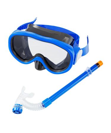 Kids/Children Snorkel Set, Swimming Goggles Semi-Dry Snorkel Equipment for Boys and Girls Junior Snorkeling Gear Age 4 Plus Blue