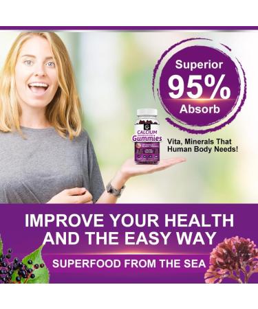 Calcium Magnesium Zinc Gummies with High Absorption Magnesium Glycinate 300mg Potassium - Plant Complex Calcium Magnesium 2:1 Ratio with D3 Sea Moss for Bone Immune & Sleep Support Vegan-2 Pack 60 Count (Pack of 2) - Buy Online on GoSupps.com