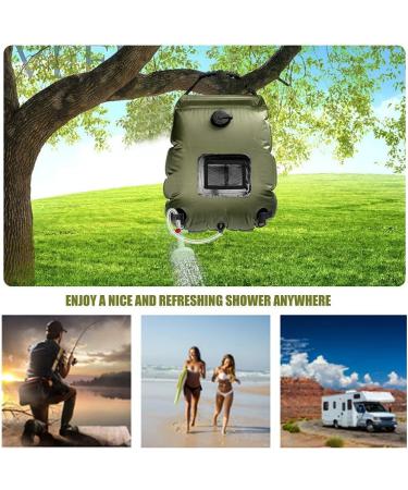 5Gal Solar Shower Bag with Removable Hose and On-Off Shower Head | Portable Camping Shower for Outdoor Activities | Green - Buy Online on GoSupps.com