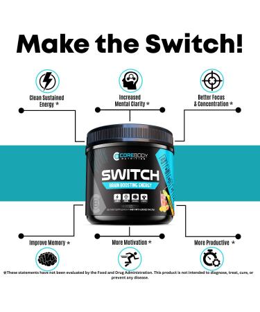 Buy Switch Brain Boosting Nootropic Energy Supplement - Enhance Focus Memory & Mood - Sugar Free Keto Strawberry Lemonade - Buy Online on GoSupps.com