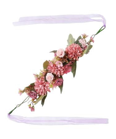 AWaytr Boho Flower Crown Headband - Handmade Pink & Purple Festival Headdresses for Women and Girls | International Shipping - Buy Online on GoSupps.com