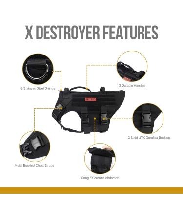 Oneigris Dog Harness | X Destroyer Tactical Adjustable Anti-Trail Tableware - Buy Internationally - Buy Online on GoSupps.com