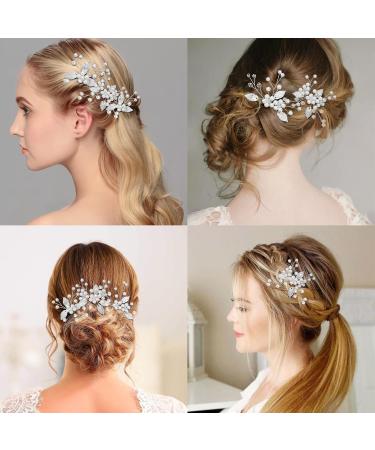 Mbsomnus Wedding Hair Accessories for Women Pearl Hair Pins for Buns Bridal Hair Pins Bridesmaid Hair Accessories Crystal Flower Hair Pins for Girls Party Ball - Buy Online on GoSupps.com