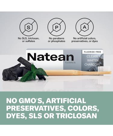 Natean Clean + Whiten Charcoal Toothpaste - Fluoride Free Clean Mint 4.7 Oz - Buy Online on GoSupps.com