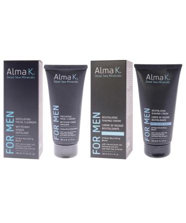 Exfoliating Facial Cleanser and Revitalizing Shaving Cream Kit by Alma K for Men - 2 Pc Kit 3.4oz Cleanser 5.1 Shave Cream - Buy Online on GoSupps.com