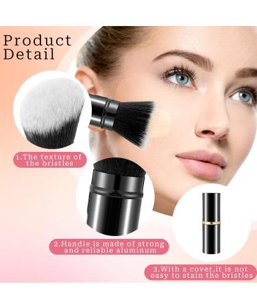 Retractable Makeup Brush 2 Piece Kabuki Brush Foundation Brush Travel Blush Brush Angled Cosmetic Brush Portable Powder Brush with Cover Flat Top Bronzer Brush with Aluminum Handle - Buy Online on GoSupps.com