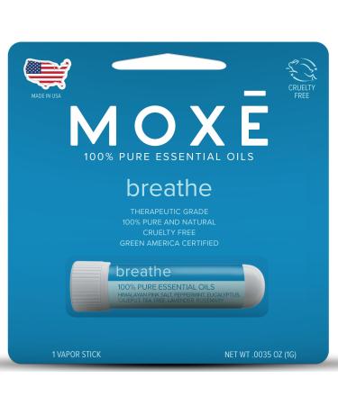 MOXE Breathe | Himalayan Salt Inhaler | Help Clear Congestion Boost Focus and Improve Breathing | Natural Aromatherapy | Peppermint Lavender and Tee Tree Essential Oil (1 Pack) Breathe 1 Pack