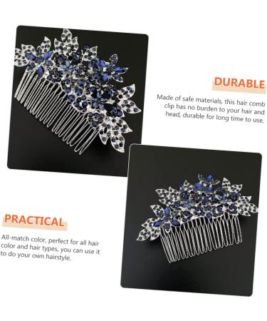 PLAFOPE Dark Blue Hair Comb Bride Hair Comb Wedding Hair Accessories for Brides Bride Headpieces for Wedding Bridal Headdress Headdresses for Women Floral Hair Comb Wedding Hair Comb - Buy Online on GoSupps.com