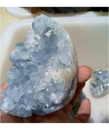 Natural Rough Blue Crystal geode Cluster Specimen raw Gemstone Quartz Hole Cluster fengshui Decor 500g ZJGIDTEM - Buy Online on GoSupps.com