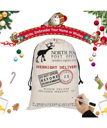6 Pack Large Christmas Santa Sacks - Xmas Canvas Cotton Stockings with Drawstrings | Pattern 6 - 19.5 X 27.5 | Festive Holiday Gift Bag Set - Buy Online on GoSupps.com