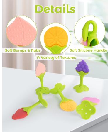10 Pack Silicone Baby Teething Toys - BPA-Free, Organic & Textured Fruit Shapes - Buy Online on GoSupps.com