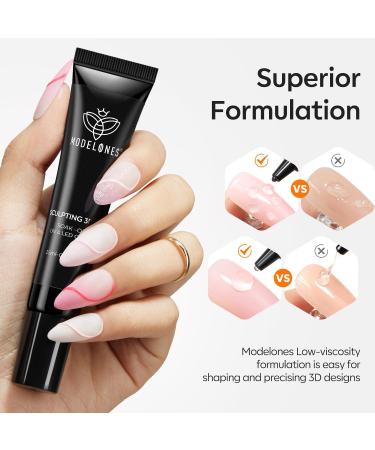 Modelones 3D Gel Nail Art 15 g 4 in One Sculpture Nail Gel Multifunctional for Nail Rhinestone Charms Glue Chrome Nail Powder Nail Carving DIY Nail Design - Buy Online on GoSupps.com