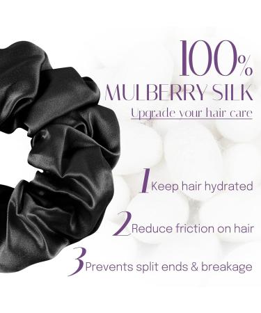 Olesilk 100% Silk Scrunchies - 2-Pack Black Hair Ties for Women & Girls | Premium Ponytail Holders - Buy Online on GoSupps.com