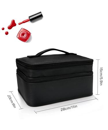 Ethereal Double Layer Nail Polish Organizer Bag | Hold 30 Bottles | Portable Travel Case in Black - Buy Online on GoSupps.com