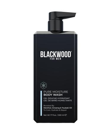 Blackwood For Men Pure Moisture Body Wash - Natural Vegan Formula for Sensitive Skin and Workout Recovery - Infused with Ginseng & Menthol - Sulfate Free  Paraben Free  & Cruelty Free (17 Oz) 17 Fl Oz (Pack of 1)