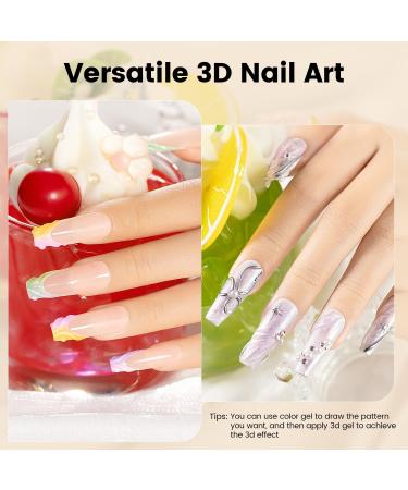 RARJSM No Wipe 3D Nail Art Sculpture Gel Clear Nail Charms Rhinestone Glue 3D Nail Craving Gel Polish Painting Drawing Sculpting Gel UV LED Curing Requires DIY Designs Nail Decoration Manicure - Buy Online on GoSupps.com