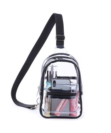 Small transparent shoulder bag for women stadium-covered bunkbag transparent crossbody bags breast pocket for concert festival travel sports black black unit size