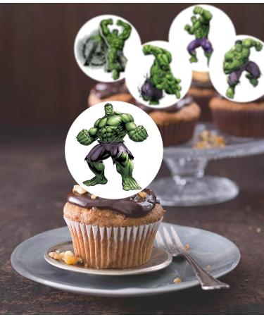 Pre-Cut Hulk 1B Edible Stand up Wafer/Rice Paper Cupcake Cake Toppers Birthday Party Superhero Decorations (24) - Buy Online on GoSupps.com