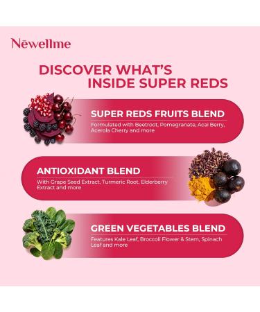 NEWELLME Organic Super Reds Beetroot Powder Nitric Oxide & Blood Pressure Support Heart & Circulation Steady Energy Sugar Free Non-GMO Grape Seed Polyphenols 14 Sachets Berry Flavor 14 Daily Packs - Buy Online on GoSupps.com