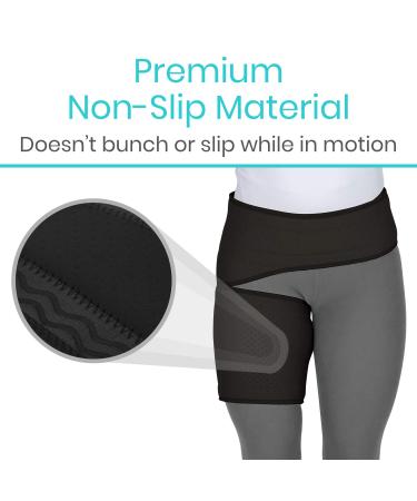 Vive Groin and Hip Brace - Compression Support for Sciatica, Nerve Pain Relief, and Muscle Recovery - Black, 48-58 - Buy Online on GoSupps.com