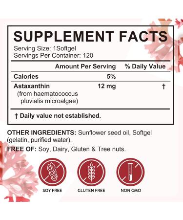 flasture Astaxanthin 12mg 120 Softgels 4 Month Supply Premium Astaxanthin Supplements from Natural Microalgae Powerful Antioxidant for Skin Eye & Joint Support | Non-GMO Easy to Swallow - Buy Online on GoSupps.com