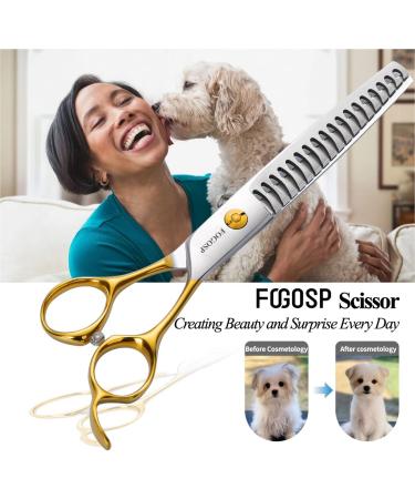 FOGOSP Professional Dog Grooming Scissors - 7.5 inch Curved & Straight Shears Set for Groomers | Thinning & Chunker Gold Shears - 6.75 inch - Buy Online on GoSupps.com