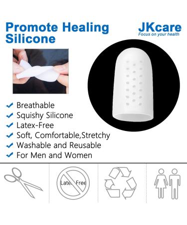 JKcare 10 Pack Large Toe Protectors - Breathable Silicone Covers for Corns, Calluses, Ingrown Toenail - Toe Caps with Holes for Friction Reduction - Buy Online on GoSupps.com