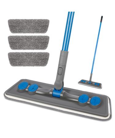 Microfiber Dust Mops for Floor Cleaning - FORSPEEDER Microfiber Floor Mop for Hardwood Floors Wood Laminate Vinyl Tile, Wet Dry Mop with 3 Washable Chenille Pads and Extendable Long Handle Mop with 3 Pads