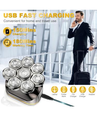 Elestyle 5-in-1 Bald Shaver for Men - Waterproof Electric Head Razor with 8 Rotating Heads Beard & Nose Hair Trimmer Kit - Buy Online on GoSupps.com