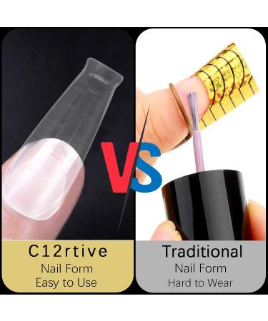 C12rtive Pack of 120 Dual Nail Shapes T-shaped Extension Poly Nail Gel Nail Shapes Full Coverage Reusable Nail Shapes 12 Sizes for Nail Art Design Salon and DIY Mould-4 - Buy Online on GoSupps.com