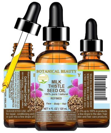 Botanical Beauty MILK THISTLE SEED OIL Silybum marianum seed oil 100% Pure Natural for FACE SKIN BODY HAIR NAILS 4 Fl Oz - 120 ml