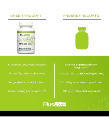 Buy PlusVive Magnesium 365 Capsules - High Dose 700mg Vegan & Lab Tested Sea Water Enzyme Algae Matrix - International Shipping Available - Buy Online on GoSupps.com