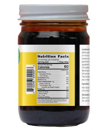 Viva Doria Natural Unsulfured Blackstrap Molasses - 1 lb Glass Jar - Buy Online on GoSupps.com