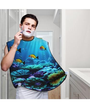 Tranquil Underwater Beard Bib Apron for Men | Hair Catcher & Cape Cloth for Shaving & Trimming - Buy Online on GoSupps.com