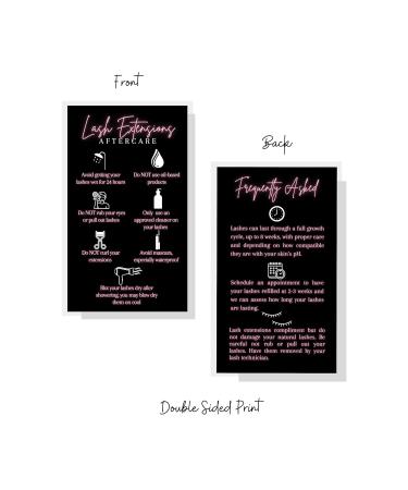 Lash Extension Aftercare Cards - 50 Pack | Eyelash Supplies | 2x3.5 inches Business Card Size | Black & Neon Pink Design - Buy Online on GoSupps.com